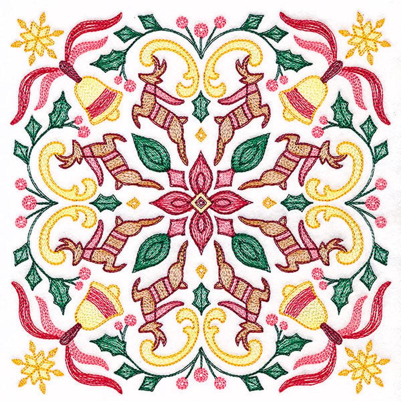 Christmas Kaleidoscope Reindeer Square