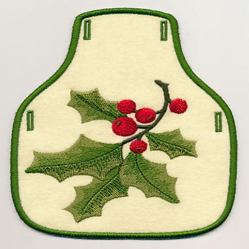 Christmas Holly Bottle Apron (In-the-Hoop)