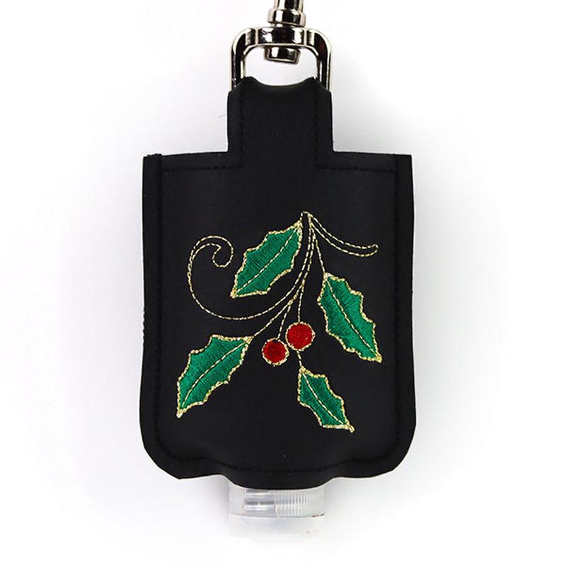Christmas Holly Hand Sanitizer Keychain (In-the-Hoop)
