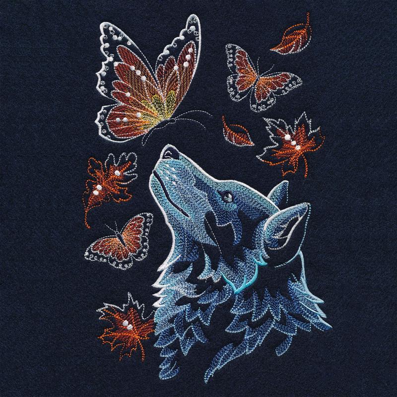 Autumn Wolf with Butterflies
