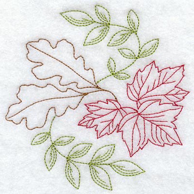 Autumn Leaves Circle (Redwork)