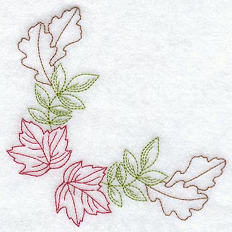Autumn Leaves Corner (Redwork)