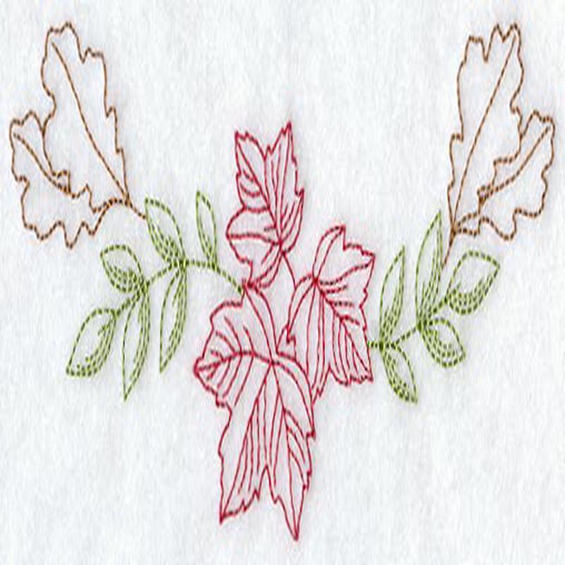 Autumn Leaves Spray (Redwork)
