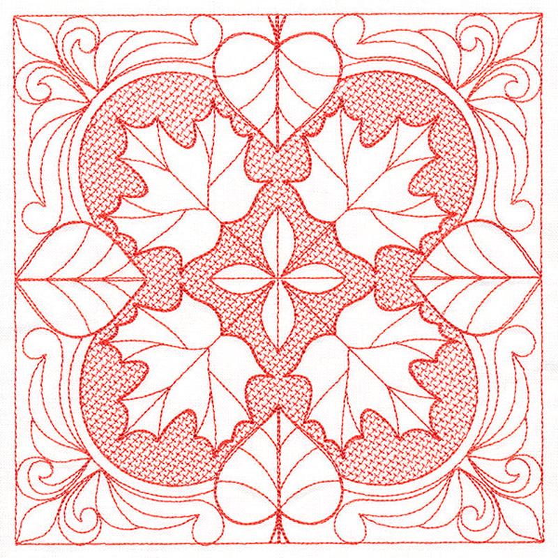 Autumn Beauty Square - Maple Leaf (Trapunto)