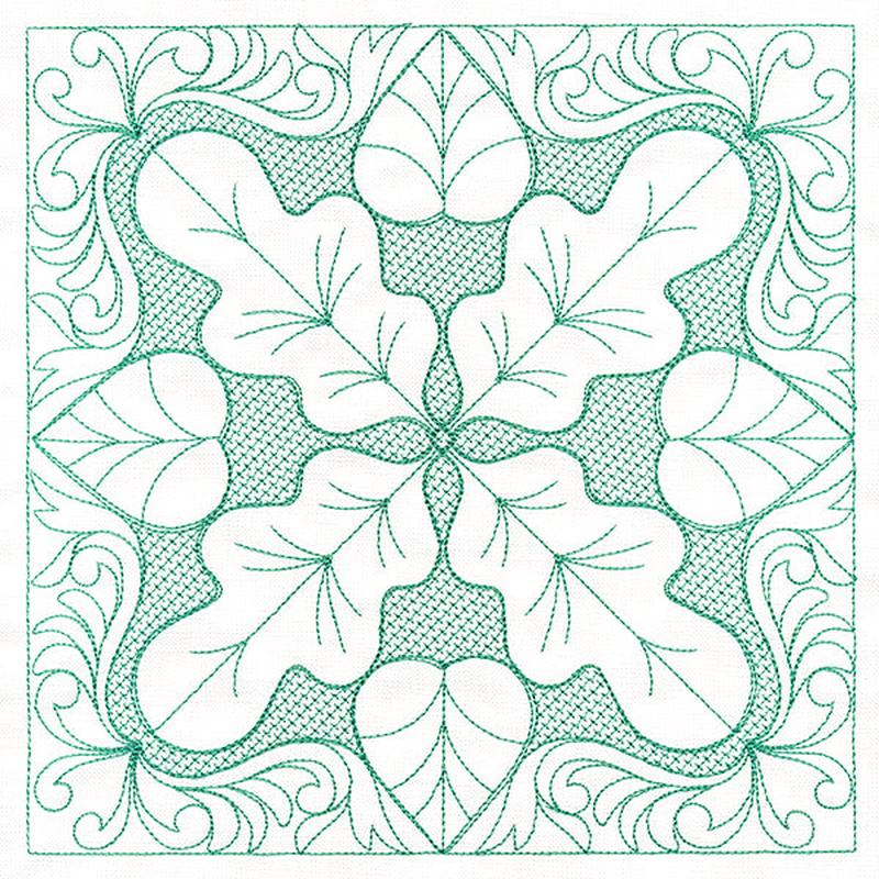 Autumn Beauty Square - Oak Leaf (Trapunto)