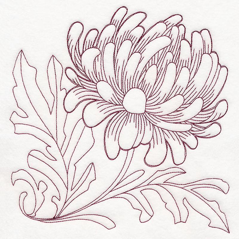 Autumn Bounty Quilting Square - Chrysanthemums (Double Run)