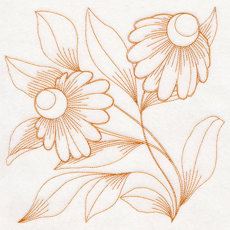 Autumn Bounty Quilting Square - Coneflowers (Double Run)