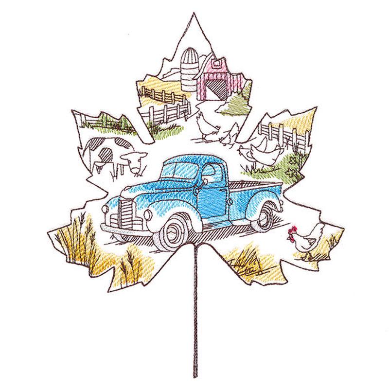Autumn Countryside Retro Truck Scene
