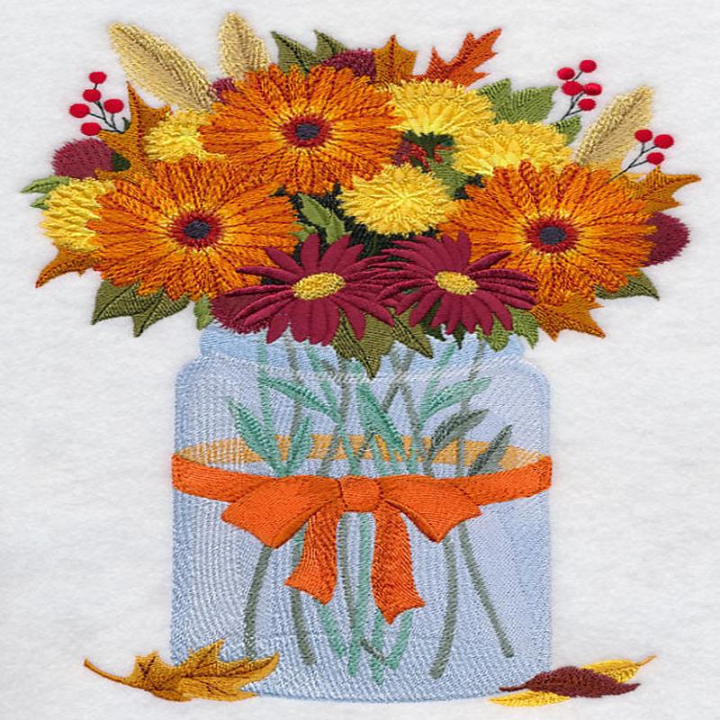 Autumn Flowers in Mason Jar