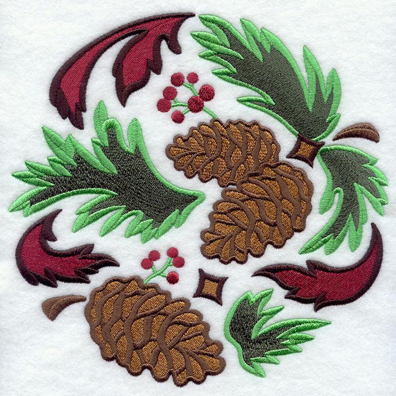 Arts and Crafts Pine Boughs and Cones Circle