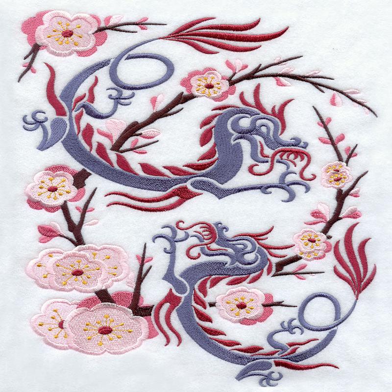 Asian Dragons in Cherry Blossoms