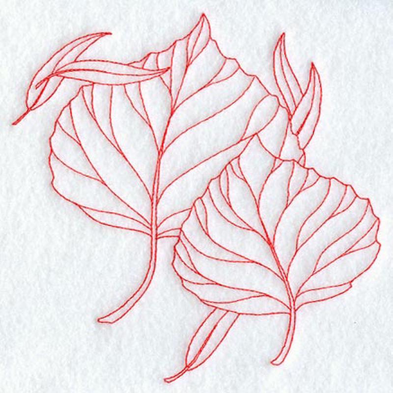 Aspen Leaves (Redwork)
