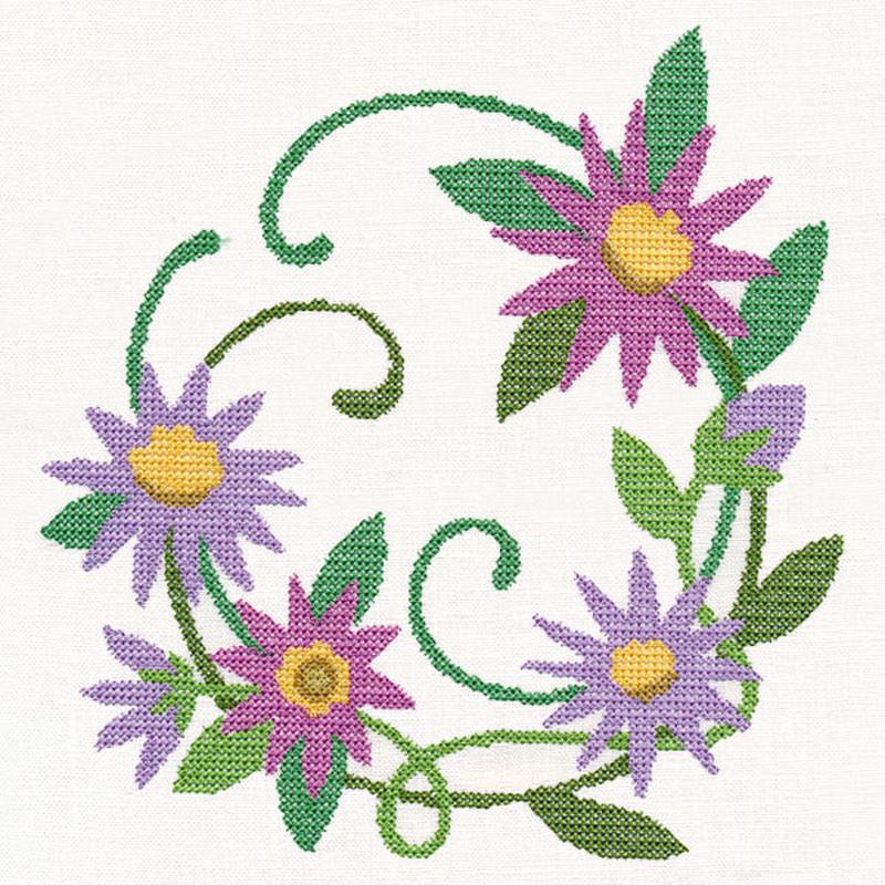 Aster Wreath (Cross Stitch)
