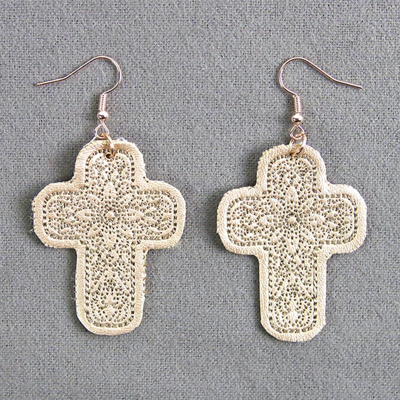 At The Cross Leather Earrings (In-the-Hoop)