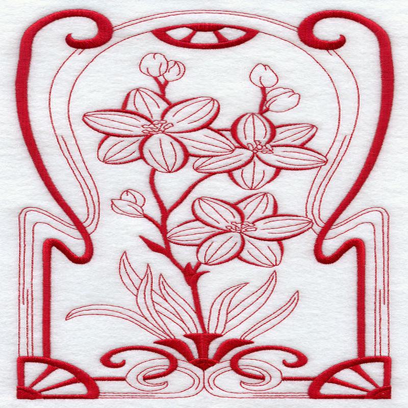 Australian Art Nouveau Blue Squill (Redwork)