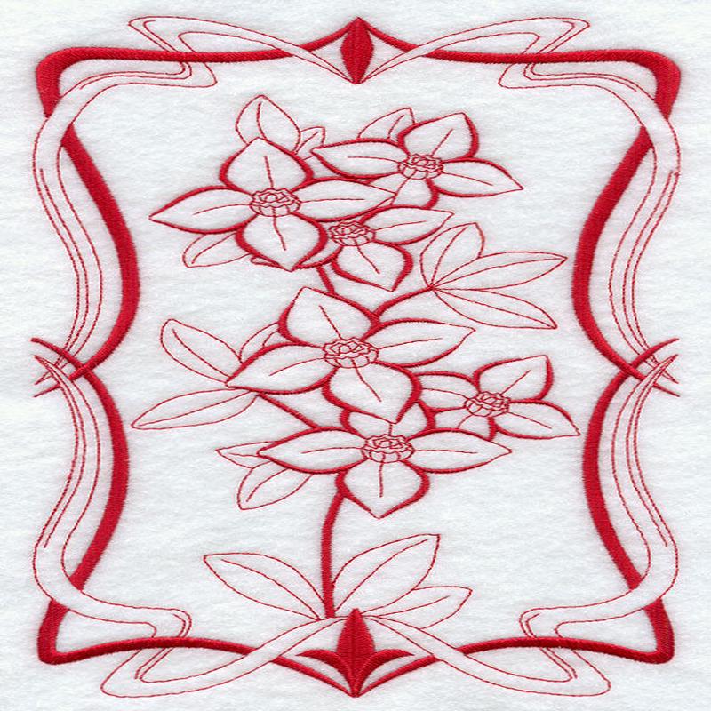 Australian Art Nouveau Boronia (Redwork)
