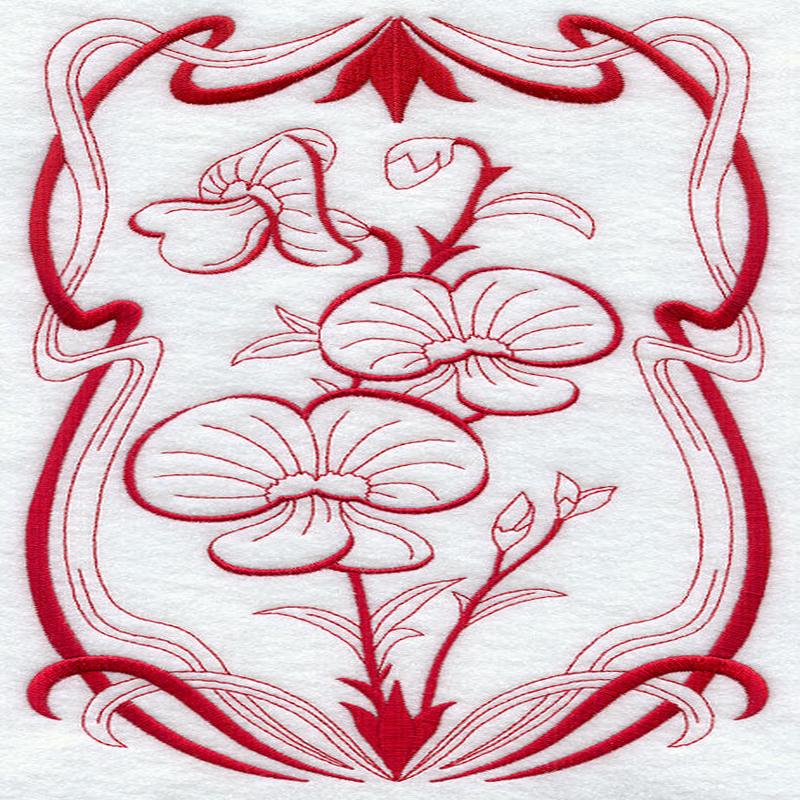 Australian Art Nouveau Flame Peas (Redwork)