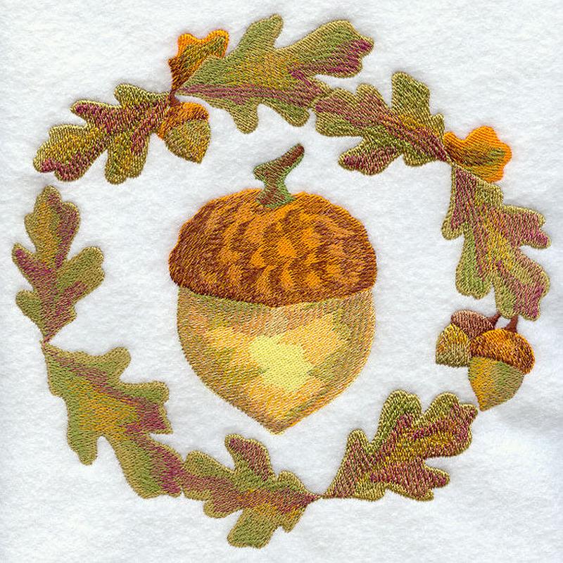 Autumn Acorn Medallion in Watercolor