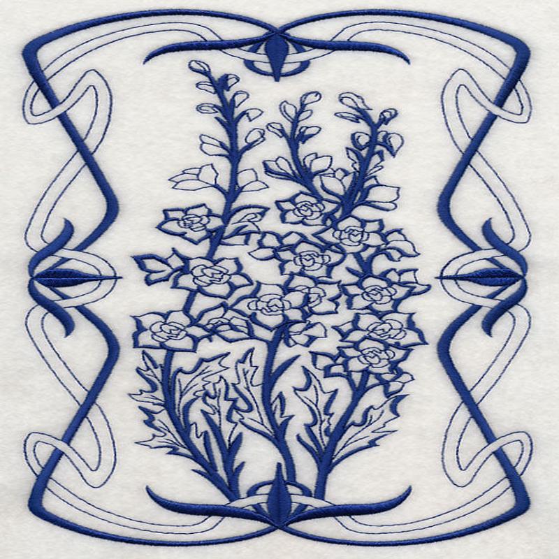 Art Nouveau Delphinium (Bluework)
