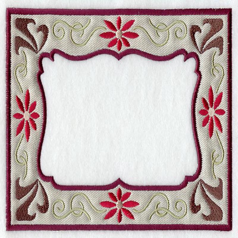 Art Nouveau Flowers and Swirls Photo Frame (In-the-Hoop)