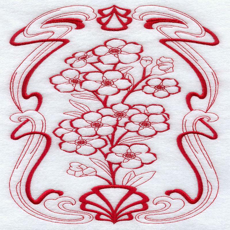 Art Nouveau Forget-me-nots (Redwork)