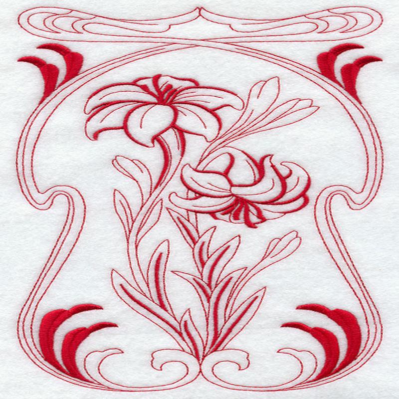 Art Nouveau Lily (Redwork)