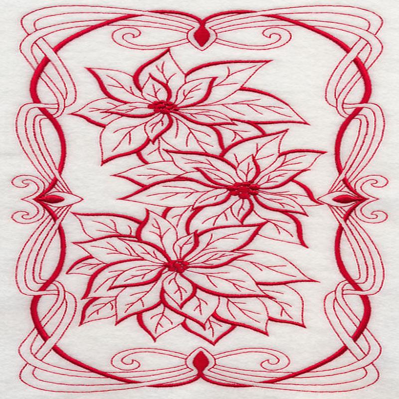 Art Nouveau Poinsettias (Redwork)