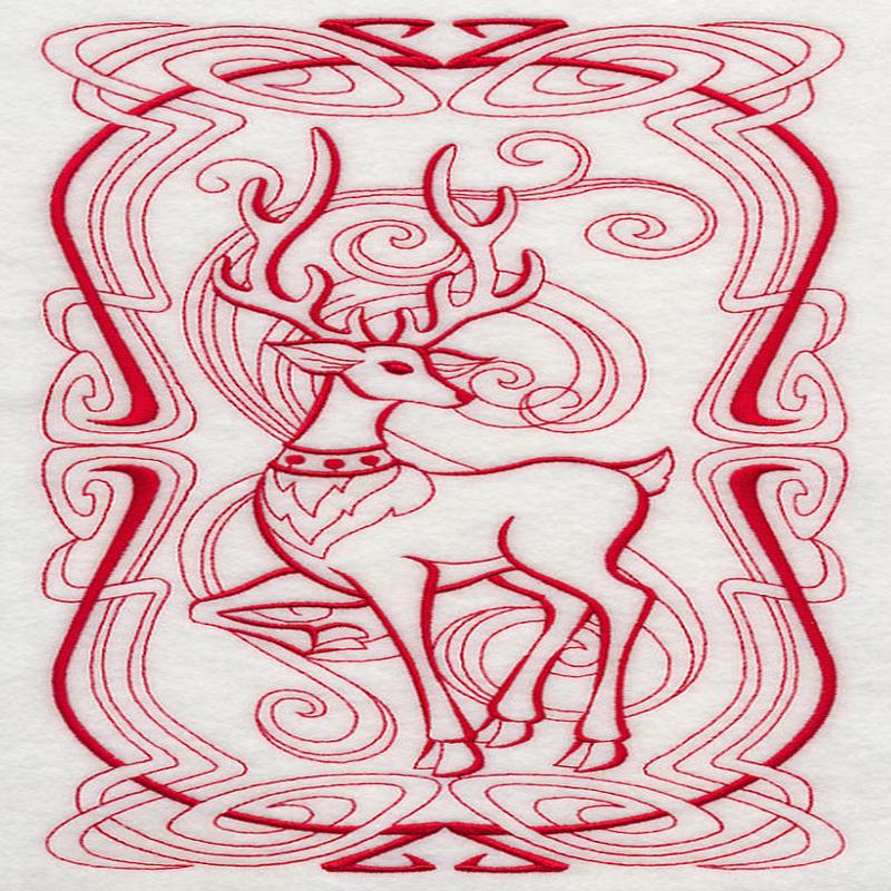 Art Nouveau Reindeer (Redwork)