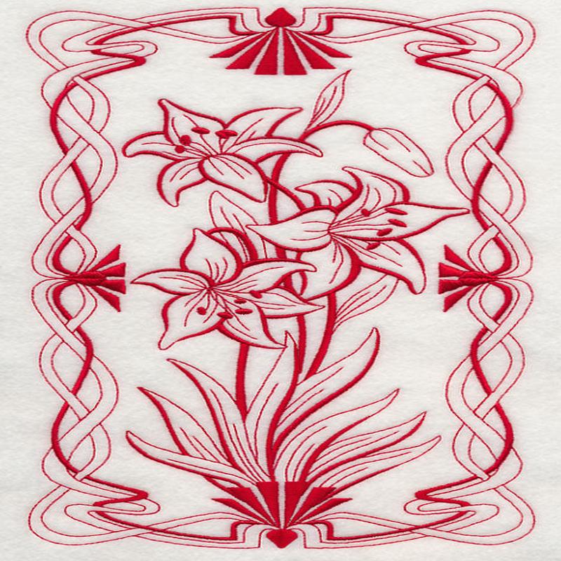 Art Nouveau Scarlet Lily (Redwork)