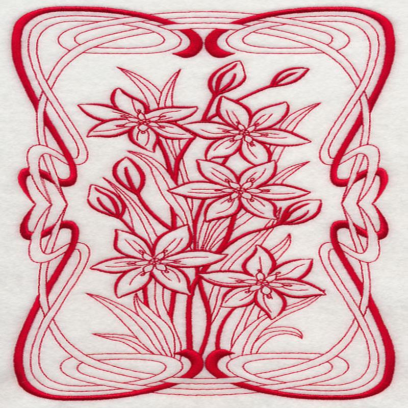 Art Nouveau Star of Bethlehem (Redwork)