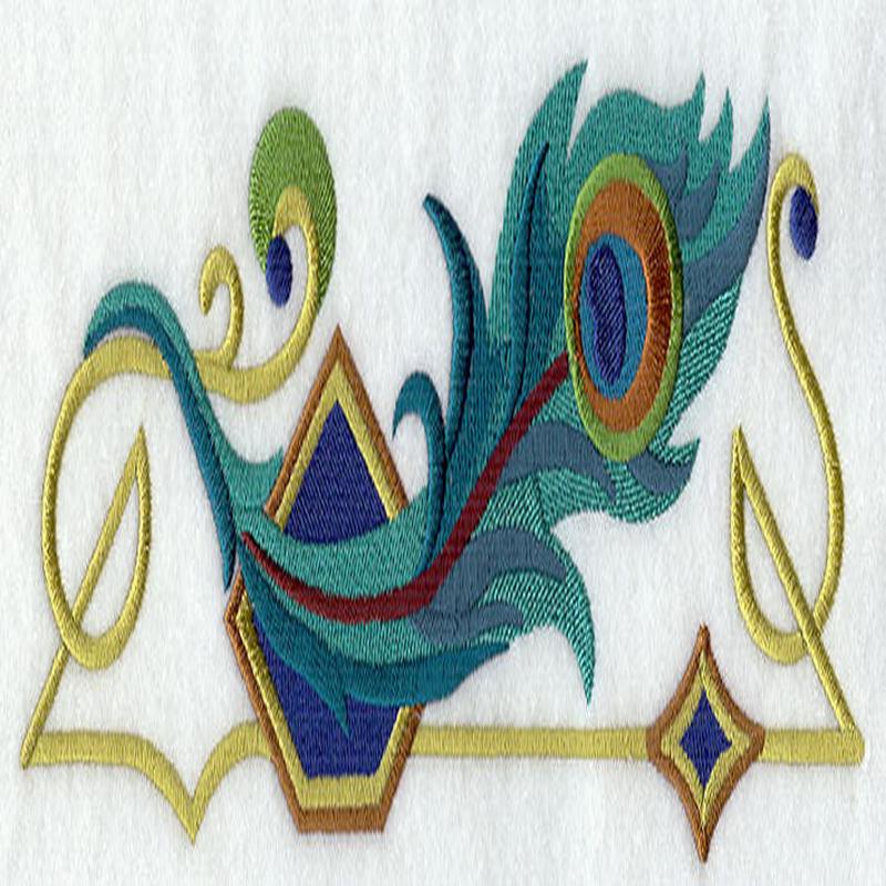 Art Deco Peacock Feather Border