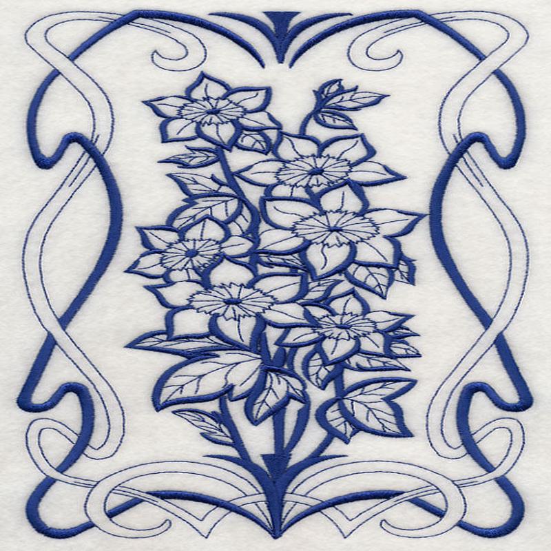 Art Nouveau Clematis (Bluework)
