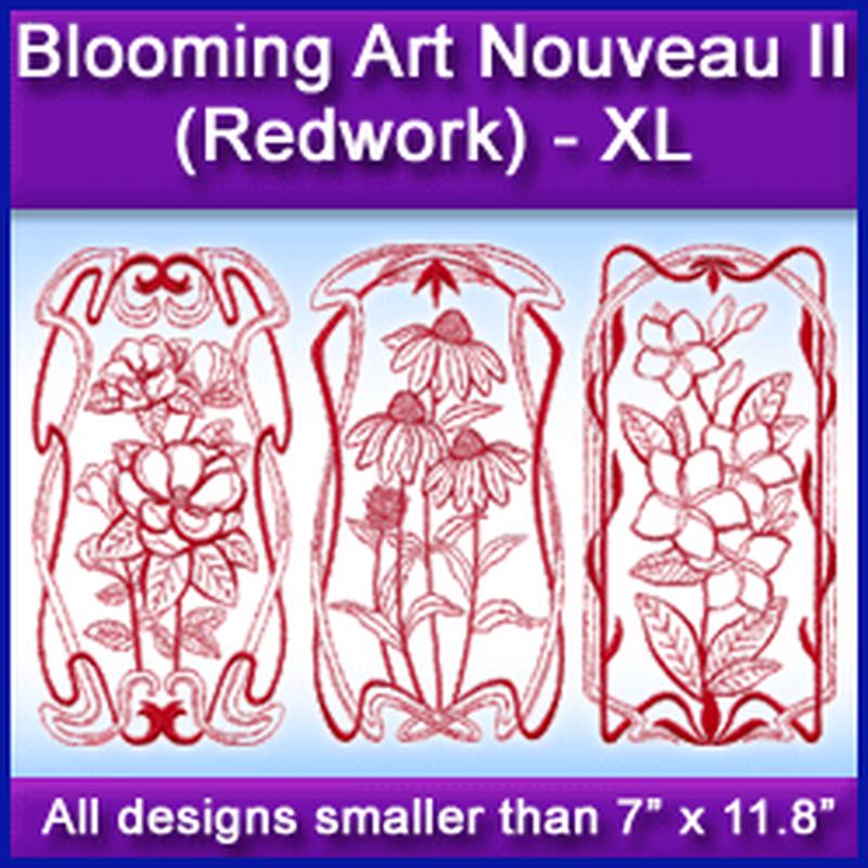 A Blooming Art Nouveau II (Redwork) Design Pack