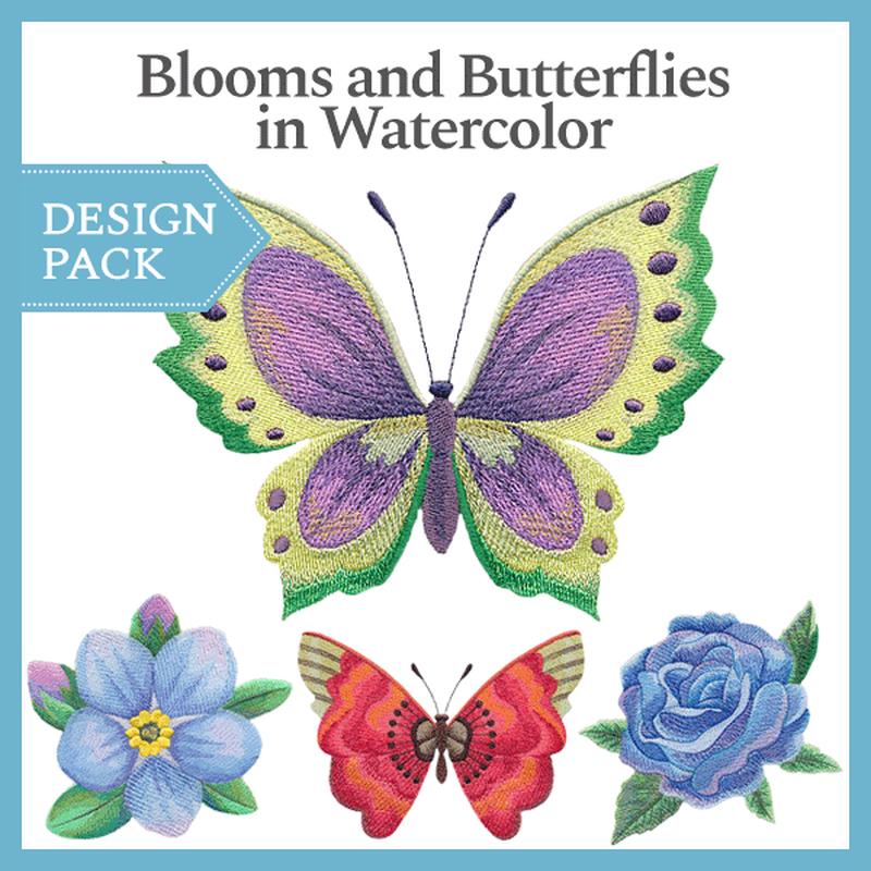A Blooms and Butterflies in Watercolor Design Pack