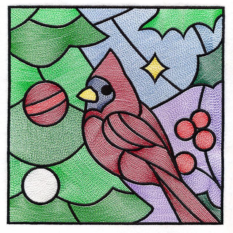 A Birds at Christmas Tree Scene Square 4