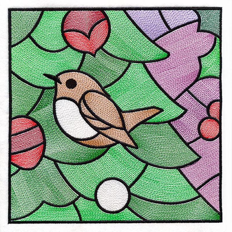 A Birds at Christmas Tree Scene Square 6