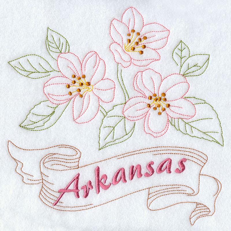 Arkansas - Apple Blossom (Redwork)