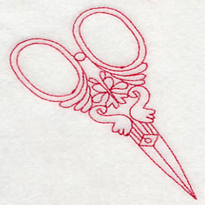 Antique Scissors 3 (Redwork)