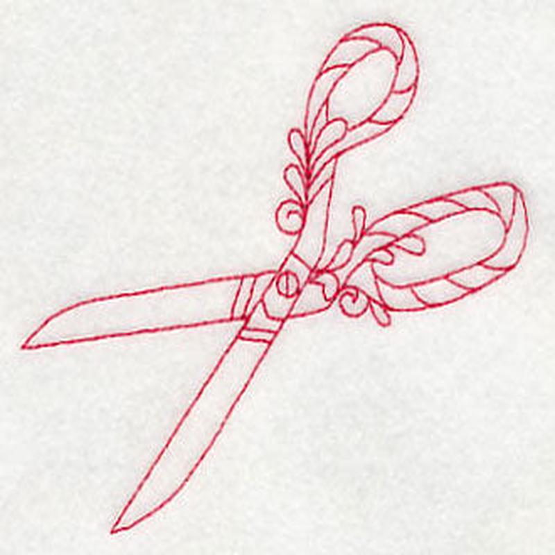 Antique Scissors 5 (Redwork)