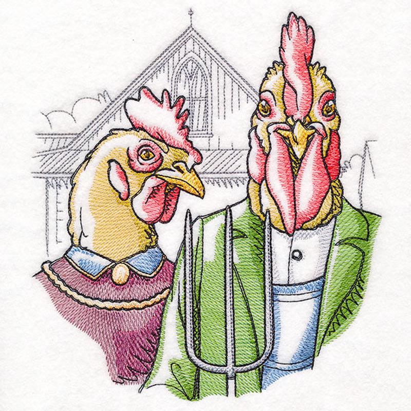 American Gothic Chickens