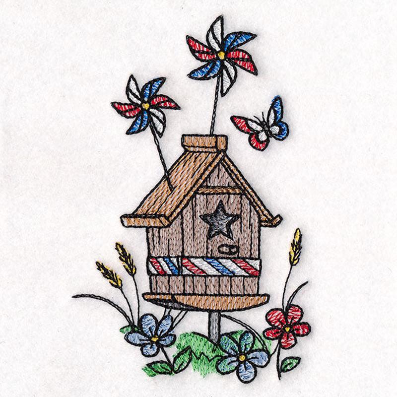 Americana Birdhouse Block Party Border 1