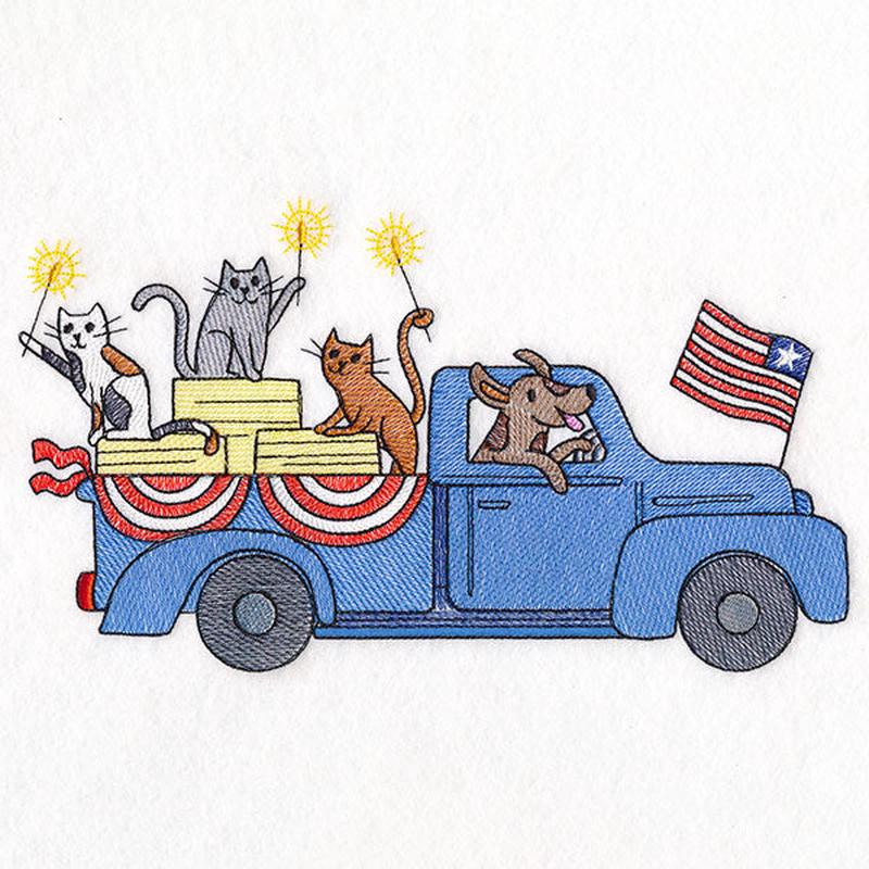 Americana Farm Parade - Cat and Dog Retro Truck