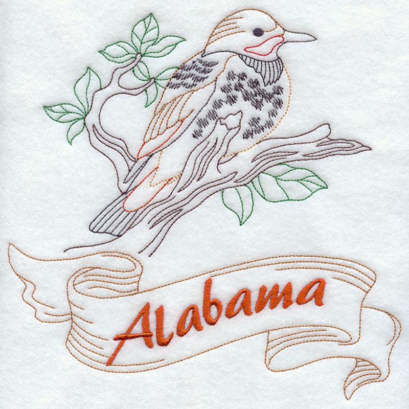 Alabama - Yellowhammer (Redwork)
