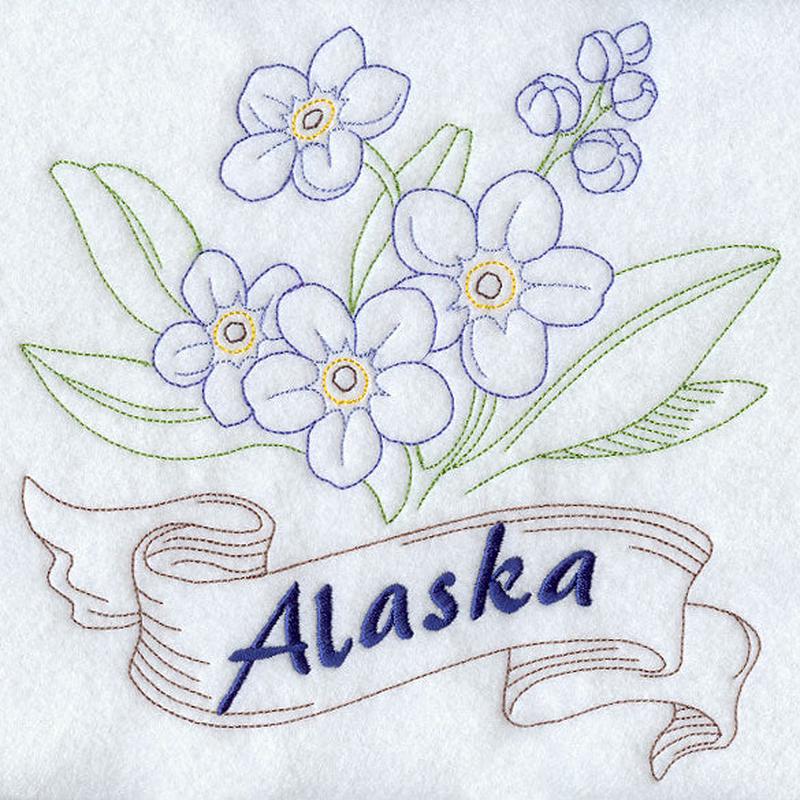 Alaska - Forget-Me-Not (Redwork)