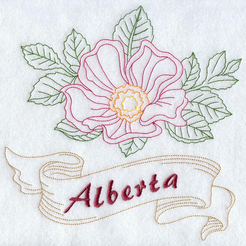 Alberta - Wild Rose (Redwork)