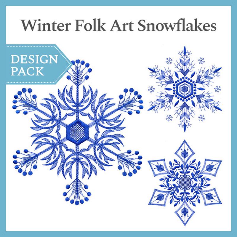 A Winter Folk Art Snowflake Design Pack