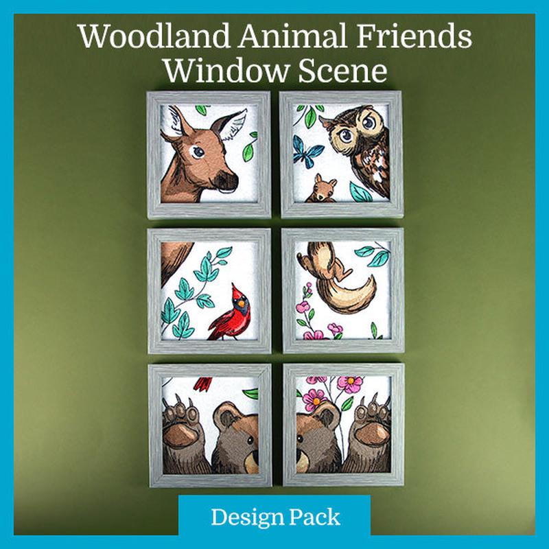 A Woodland Animal Friends Window Scene Design Pack