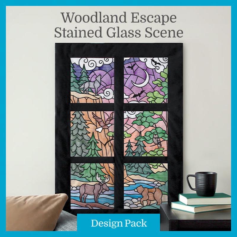 A Woodland Escape Stained Glass Scene Design Pack