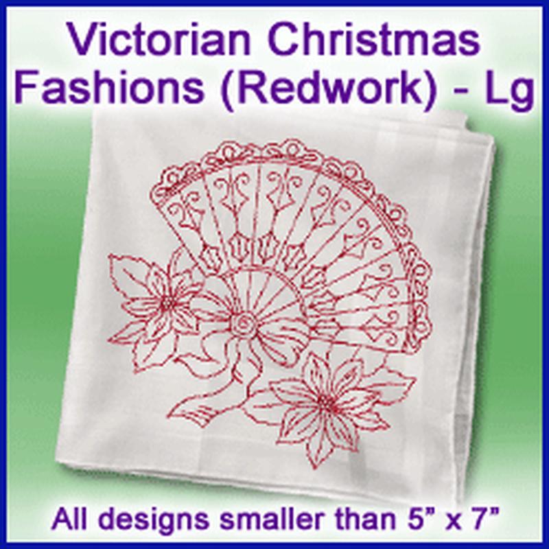 A Victorian Christmas Fashions (Redwork) Design Pack
