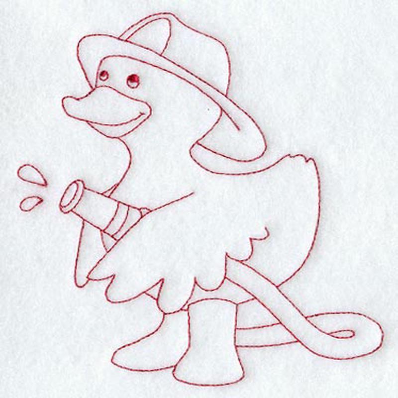 Foster the Fireman (Redwork)